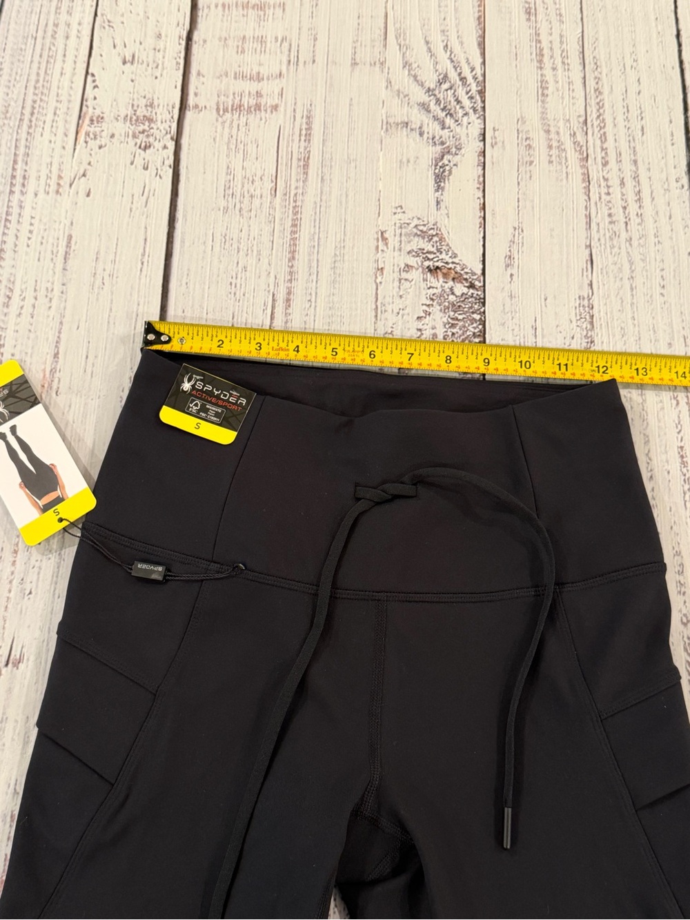 NWT Spyder Women Black High Rise Stretch Workout Legging Size Small Pockets - Picture 4 of 7
